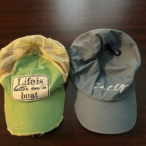 Life is Better on a Boat Green Cap & Salty Blue Cap